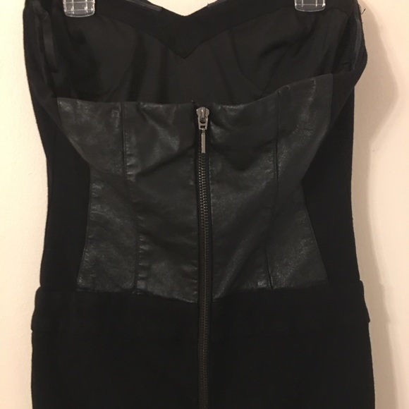 SOLD! Bebe |  Black Leather Jumpsuit Strapless - Picture 6 of 8